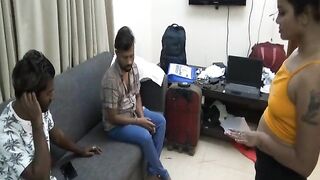 A desi girl was cheated by two strangers and made a threesome fucking session with full dirty Hindi talk