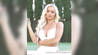 Lindsey Pelas bouncing boobs in tennis dress