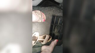 Pedal pumping in sandals hot feet