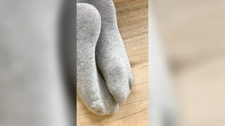 Spy on my smelly feet in grey socks FOOT FETISH