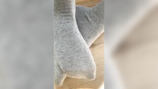 Spy on my smelly feet in grey socks FOOT FETISH