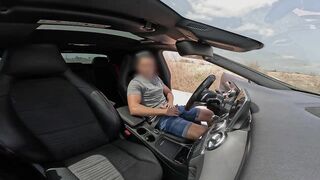 An unknown girl caught me jerking off in the car and helps me finish cumming by giving me a blowjob