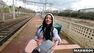 I fuck my chilean friend's good ass in a public train and at her place after seeing each other again