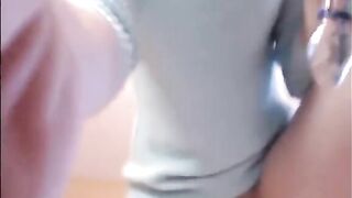 teen plays wit glass dildo