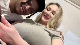 busty Canadian aria six sits on lil d teaser