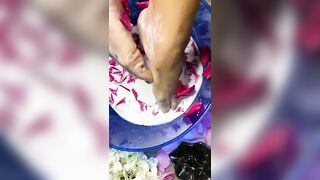 Rose milk foot bath