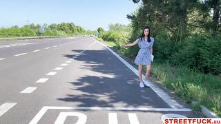 StreetFuck - Beauty Hitchhiking Through the Czech Republic Pulls out Paddle