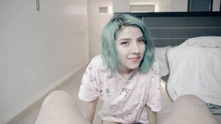 Alternative girl giving a sloppy blowjob