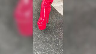 Hannah Brooks in Thigh-High Boots & PVC Finger Fucking Herself