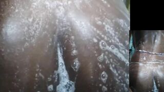 Ebony girl showering and soaping her body - Squirting