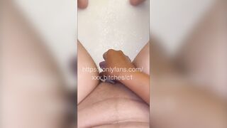 Horny shower dildo play