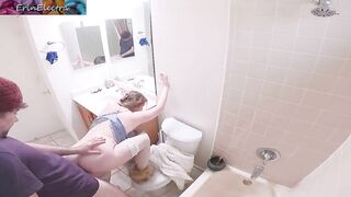 Masturbating stepmom in the bathroom invites stepson in for sex