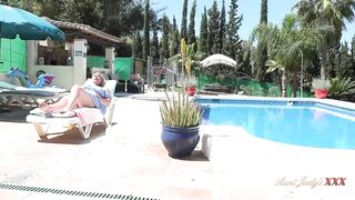 AuntJudysXXX - Busty Mature MILFs Melody & Molly Fuck by the Pool