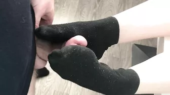 fuck teen girl black socks after job, foojob & socksjob black socks cum pov