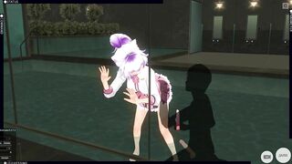 3D HENTAI fucked schoolgirl with a vibrator in the pool