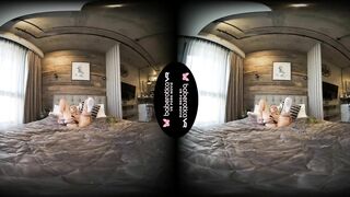 Solo blonde babe Mika is masturbating all day in VR