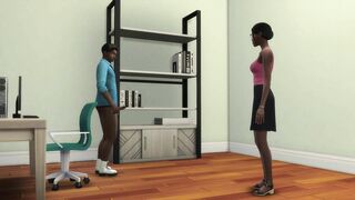 Shy Stepson creampie ebony Stepmom after catching him masturbating in front of the computer