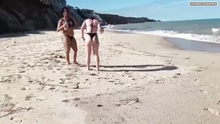 We were after a cock on the beach when we spotted a hot bald man who gives our vaginas a lot