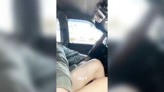 My boyfriend suddenly got horny while on the way. And he fuck me inside the car