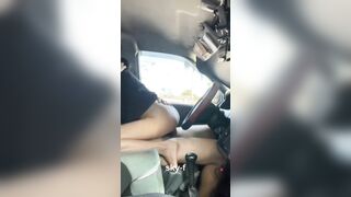 My boyfriend suddenly got horny while on the way. And he fuck me inside the car