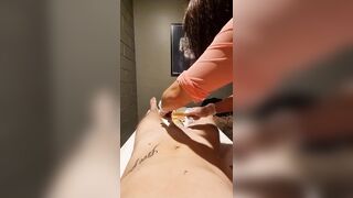 Wax Therapist Massage and Teasing my Cock, gets me Hard