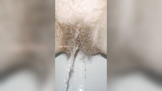 Sensual Slow Motion Piss by Mega Hairy Pussy Up Close