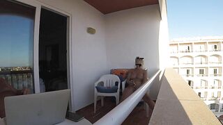 Mutual masturbating on balcony