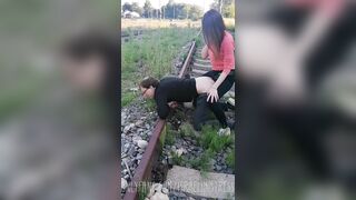 Anal fucking and throat fuck on train tracks. Full video on my Onlyfans ( link in bio)