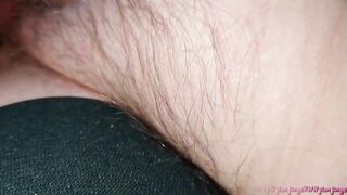 Cumshot in grandma's hairy pussy