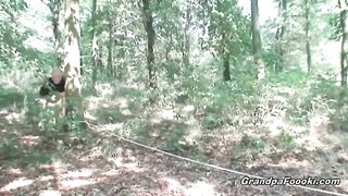 Sexy babe meets old dude in the woods…