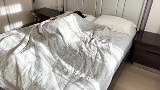 Gets a Rough Amateur Fuck as soon as she Wakes up, Cum inside her Natural Pussy