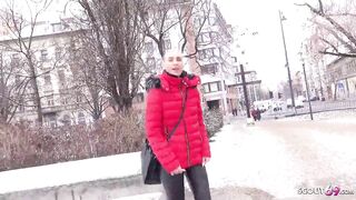 German Scout - Slim girl Lulu in fur jacket and leggings pickup and cheating fuck on street