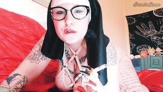 Nun gets horny smoking a cigar