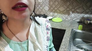 desi sexy stepmom gets angry on him after proposing in kitchen pissing