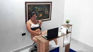 Secretary gets horny and masturbates in the office