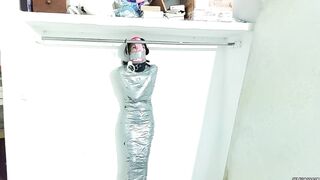 Panty Hooded Mummy Locked Up In The Attic - Selfgags