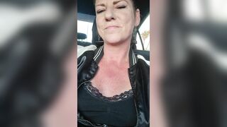 MILF Masturbates and Squirts with Huge Cucumber in Grocery Store Parking Lot