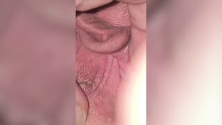 Pussy juice runs out of my hot fuck pussy