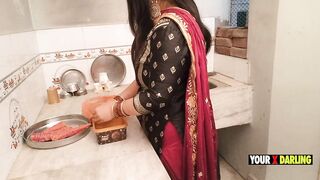 Punjabi Stepmom fucking in the kitchen when she make dinner for stepson