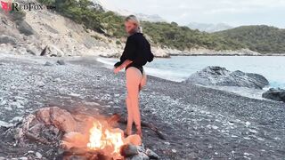 Student Deepthroat Blowjob Big Dick near the Sea - Facial Cumshot