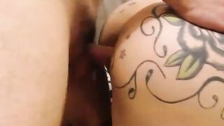 Camgirl with tattooed fat ass doggystyle fucked on webcam