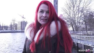 GERMAN SCOUT - Redhead Pale MILF Mina Knight Pickup for Casting Fuck in Berlin