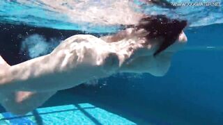 Sheril Blossom Teen From Russia Swims In The Pool