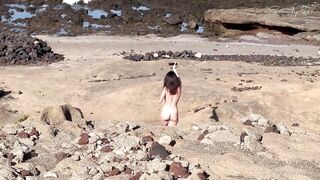 NUDIST BEACH BLOWJOB: I show my hard cock to a bitch that asks me for a blowjob and cum in her mouth.