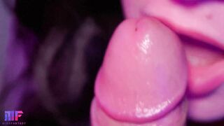Wet blowjob with gentle sucking and throbbing oral creampie
