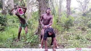 African strange spirit caught two city lovers fucking in the bush