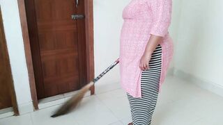 Sexy beautiful Saudi maid with big tits and big ass fucked by owner while cleaning house