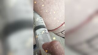 Big injection of cum going inside ass