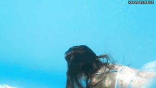 Bonnie sexy tight petite brunette pornstar swimming