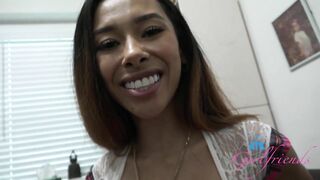 Kalani Luana dressed as a schoolgirl works dick with her pretty tight mouth